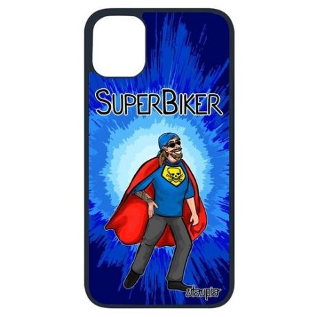 Защитный чехол на мобильный // iPhone 11 Pro // "Супербайкер" Смешной Юмор, Utaupia, синий
