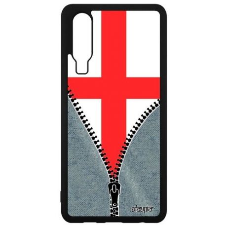 Защитный чехол на смартфон // Huawei P30 // "Флаг Польши на молнии" Государственный Туризм, Utaupia, серый