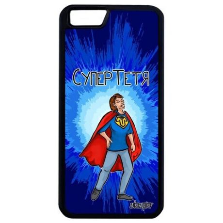 Защитный чехол для смартфона // iPhone 6 Plus // "Супертетя" Шутка Супергерой, Utaupia, синий