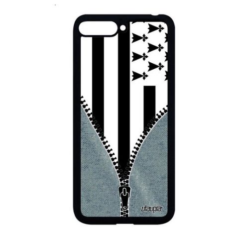 Защитный чехол для телефона // Huawei Y6 2018 // "Флаг Японии на молнии" Государственный Туризм, Utaupia, серый