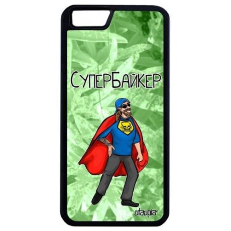 Красивый чехол для смартфона // Apple iPhone 6 Plus // "Супербайкер" Супергерой Герой, Utaupia, синий