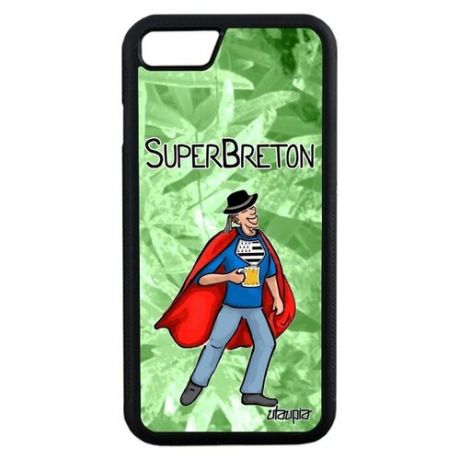 Простой чехол для смартфона // Apple iPhone 7 // "Супербретонец" Супергерой Бретань, Utaupia, белый