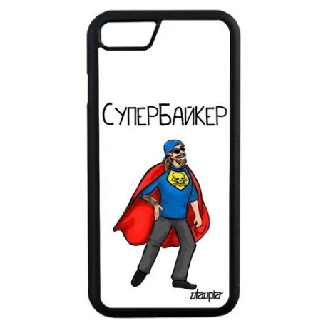 Ударопрочный чехол для смартфона // iPhone 7 // "Супербайкер" Рисунок Байкер, Utaupia, синий