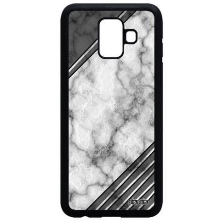 Противоударный чехол на мобильный // Samsung Galaxy A6 2018 // "Уголок" Фон Узор, Utaupia, светло-серый