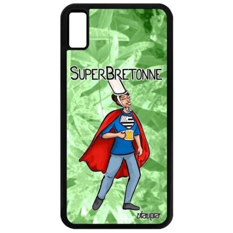Противоударный чехол на мобильный // Apple iPhone XS Max // "Супербретонка" Герой Комичный, Utaupia, черный