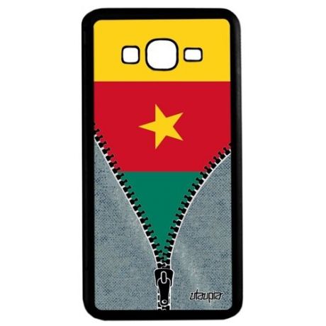 Новый чехол на мобильный // Samsung Galaxy Grand Prime // "Флаг Конго Киншаса на молнии" Путешествие Дизайн, Utaupia, серый