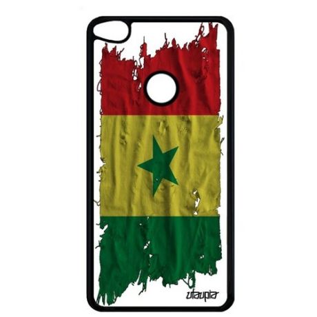 Красивый чехол на смартфон // Huawei P8 Lite 2017 // "Флаг Камеруна на ткани" Дизайн Страна, Utaupia, белый