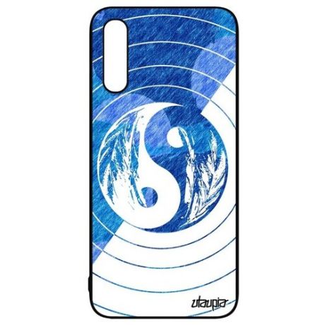 Противоударный чехол для мобильного // Galaxy A50 // "Инь и Ян" Yin and Yang Пять стихий, Utaupia, голубой