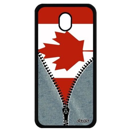 Противоударный чехол на смартфон // Galaxy J7 2017 // "Флаг Канады на молнии" Туризм Патриот, Utaupia, серый