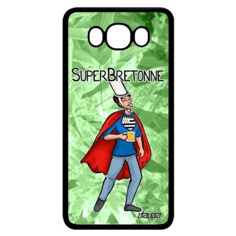 Защитный чехол для мобильного // Samsung Galaxy J7 2016 // "Супербретонка" Супергерой Юмор, Utaupia, серый