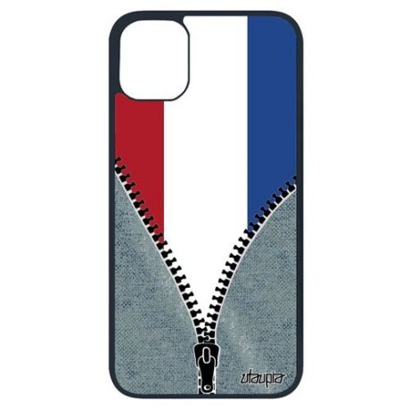 Яркий чехол для смартфона // iPhone 11 Pro // "Флаг Франции на молнии" Путешествие Дизайн, Utaupia, серый