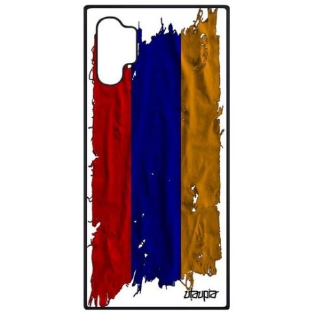 Дизайнерский чехол на // Galaxy Note 10 Plus // "Флаг Гвинеи Бисау на ткани" Государственный Страна, Utaupia, белый