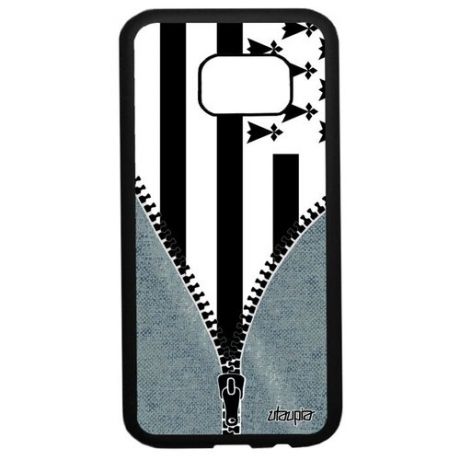 Ударопрочный чехол для телефона // Samsung Galaxy S7 // "Флаг Мали на молнии" Дизайн Страна, Utaupia, серый
