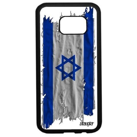 Красивый чехол на мобильный // Galaxy S7 // "Флаг Израиля на ткани" Патриот Государственный, Utaupia, белый