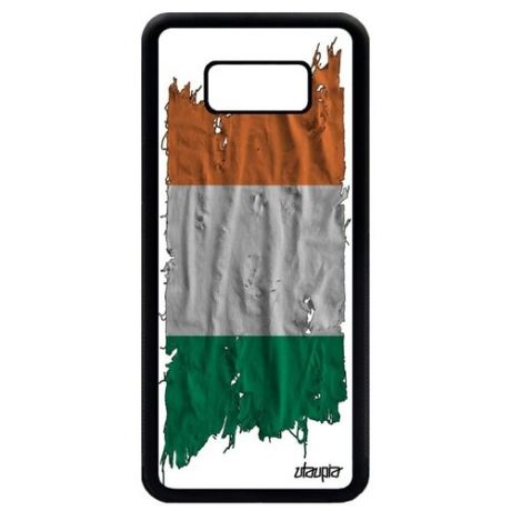 Противоударный чехол для мобильного // Samsung Galaxy S8 Plus // "Флаг Сенегала на ткани" Стиль Государственный, Utaupia, белый