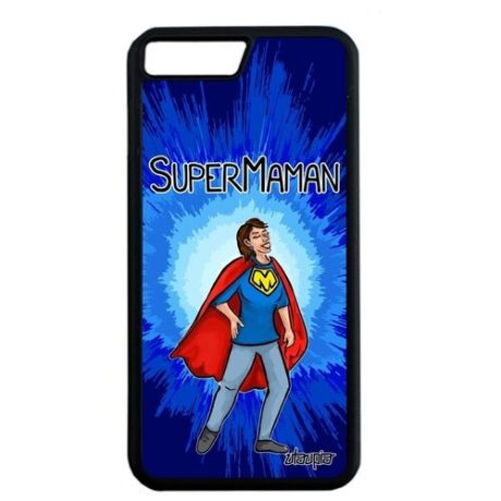 Красивый чехол для телефона // iPhone 7 Plus // "Супермама" Рисунок Супергерой, Utaupia, синий