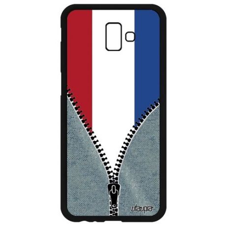 Противоударный чехол на смартфон // Galaxy J6 Plus 2018 // "Флаг Голландии на молнии" Дизайн Путешествие, Utaupia, серый