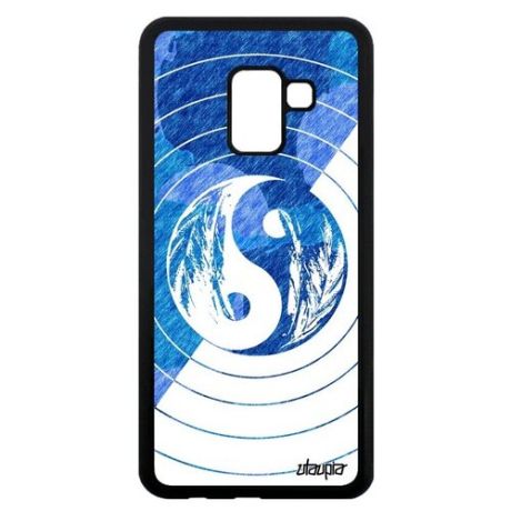 Противоударный чехол для мобильного // Samsung Galaxy A8 2018 // "Инь и Ян" Буддизм Дизайн, Utaupia, голубой