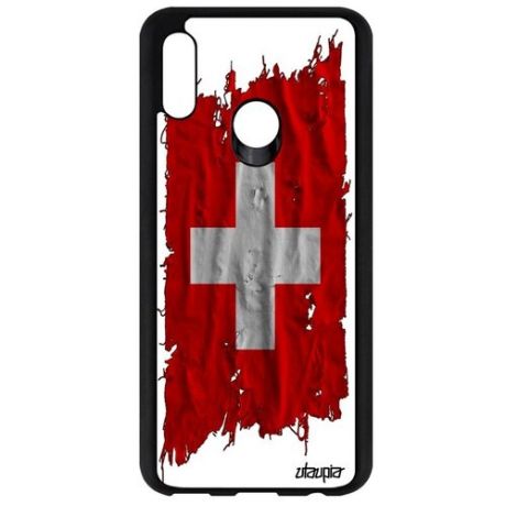 Противоударный чехол для телефона // Huawei P Smart 2019 // "Флаг Германии на ткани" Стиль Страна, Utaupia, белый