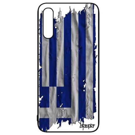 Противоударный чехол на смартфон // Galaxy A50 // "Флаг Гвинеи Бисау на ткани" Государственный Страна, Utaupia, белый