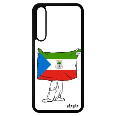 Противоударный чехол на смартфон // Huawei P20 Pro // "Флаг Гвинеи с руками" Патриот Стиль, Utaupia, белый