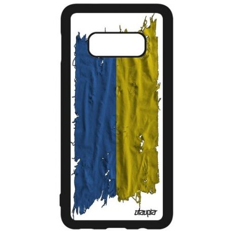 Противоударный чехол для смартфона // Samsung Galaxy S10e // "Флаг Анголы на ткани" Страна Государственный, Utaupia, белый