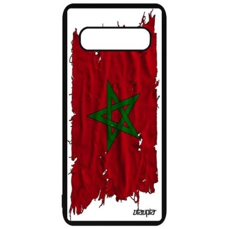 Противоударный чехол для смартфона // Galaxy S10 Plus // "Флаг Сенегала на ткани" Страна Стиль, Utaupia, белый