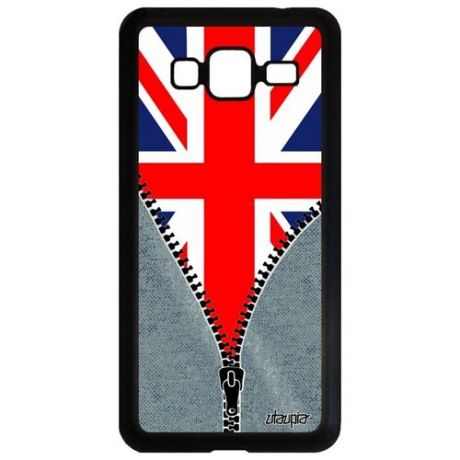 Защитный чехол для мобильного // Samsung Galaxy J3 2016 // "Флаг Монако на молнии" Стиль Государственный, Utaupia, серый
