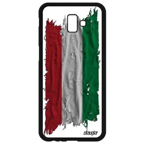 Яркий чехол на смартфон // Galaxy J6 Plus 2018 // "Флаг Марокко на ткани" Дизайн Страна, Utaupia, белый