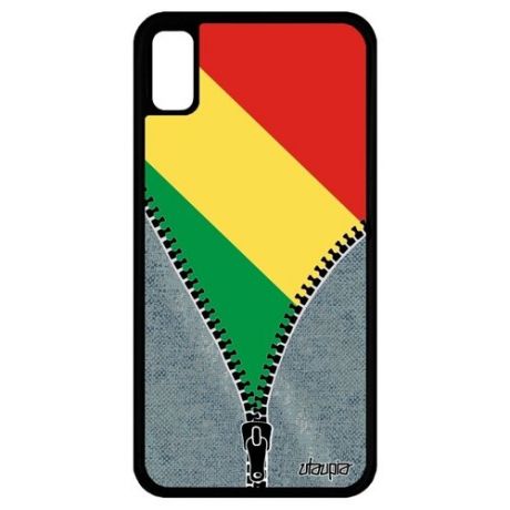 Защитный чехол на телефон // Apple iPhone XR // "Флаг Камеруна на молнии" Дизайн Туризм, Utaupia, серый