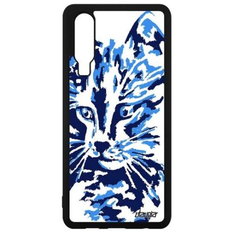 Качественный чехол для смартфона // Huawei P30 // "Котенок" Кот Тигристый, Utaupia, синий