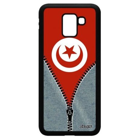 Защитный чехол для смартфона // Galaxy J6 2018 // "Флаг Анголы на молнии" Патриот Дизайн, Utaupia, серый