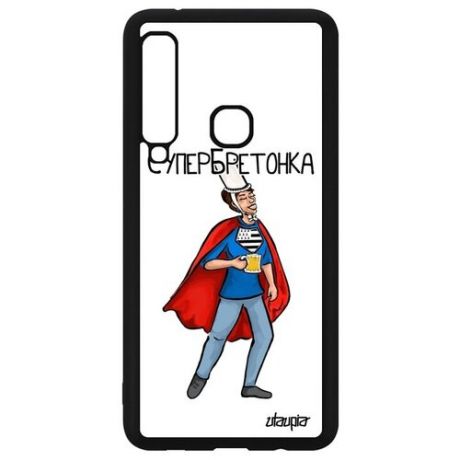 Защитный чехол для телефона // Galaxy A9 2018 // "Супербретонка" Супергерой Шутка, Utaupia, светло-зеленый