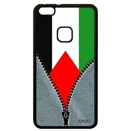 Красивый чехол на мобильный // Huawei P10 Lite // "Флаг Сенегала на молнии" Страна Дизайн, Utaupia, серый
