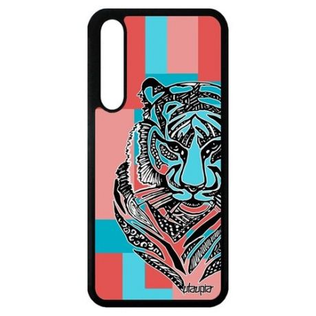 Качественный чехол на телефон // Huawei P20 Pro // "Тигр" Хищник Африка, Utaupia, голубой