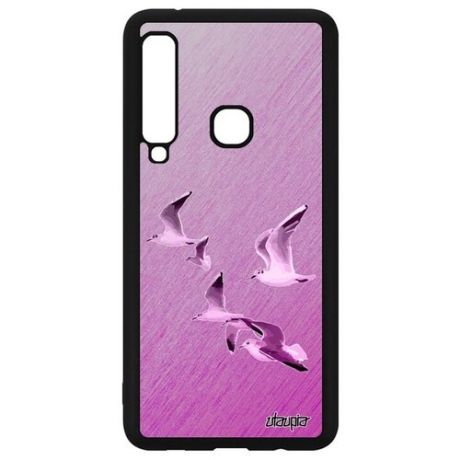 Красивый чехол для мобильного // Samsung Galaxy A9 2018 // "Чайки" Крачка Буревестник, Utaupia, серый