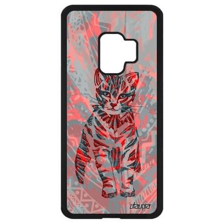 Простой чехол для смартфона // Galaxy S9 // "Кот" Котенок Тигристый, Utaupia, розовый