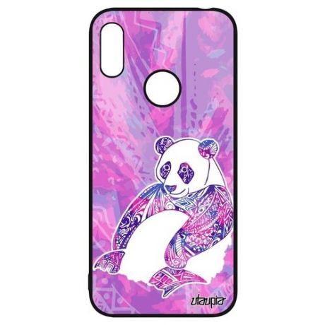 Защитный чехол для смартфона // Huawei Y6 2019 // "Панда" Медведь Большая, Utaupia, серый