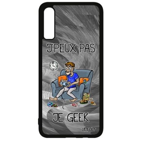 Защитный чехол для смартфона // Galaxy A70 // "Не могу - играю!" Комикс Карикатура, Utaupia, белый