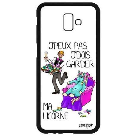 Защитный чехол для смартфона // Samsung Galaxy J6 Plus 2018 // "Не могу - сижу с единорогом!" Анекдот Рисунок, Utaupia, белый