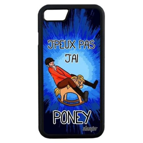 Защитный чехол на мобильный // iPhone 7 // "Не могу - у меня пони!" Юмор Лошадь, Utaupia, синий