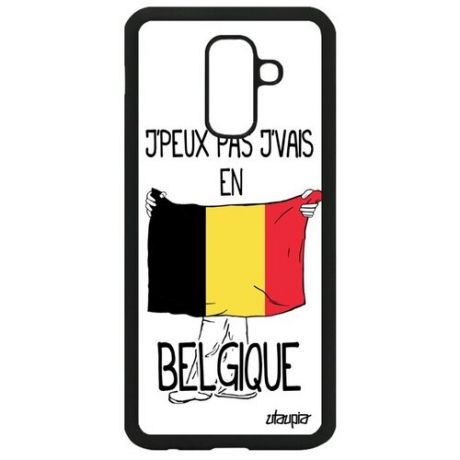 Противоударный чехол для смартфона // Galaxy A6 Plus 2018 // "Еду в Бельгию" Надпись Туризм, Utaupia, белый