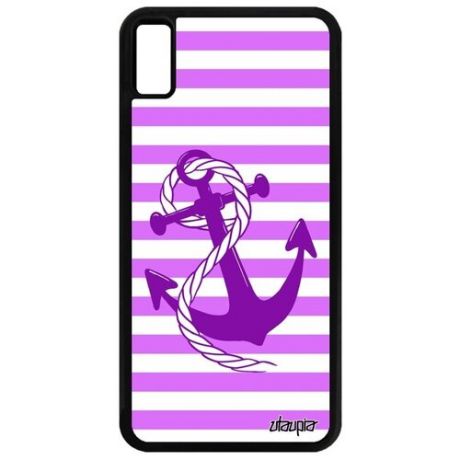 Защитный чехол для смартфона // iPhone XS Max // "Якорь" Пират Гавань, Utaupia, темно-розовый