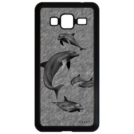 Чехол для // Galaxy J3 2016 // "Дельфины" Животные Гринды, Utaupia, серый