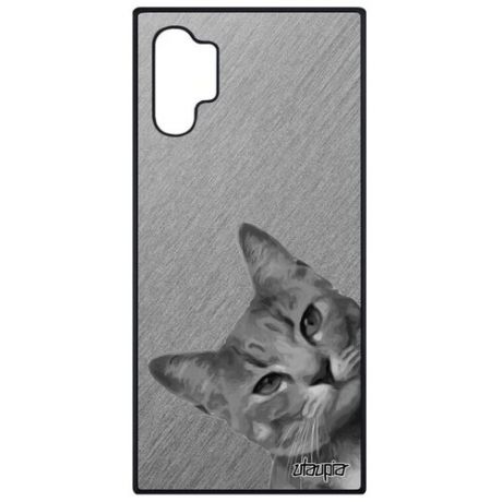 Стильный чехол на // Galaxy Note 10 Plus // "Котик" Полосатый Котенок, Utaupia, фуксия