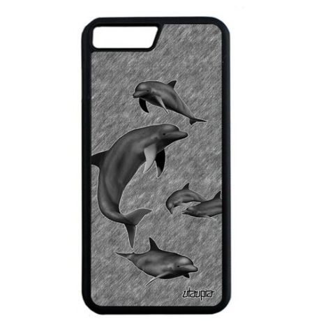 Модный чехол на телефон // Apple iPhone 8 Plus // "Дельфины" Стиль Киты, Utaupia, светло-зеленый