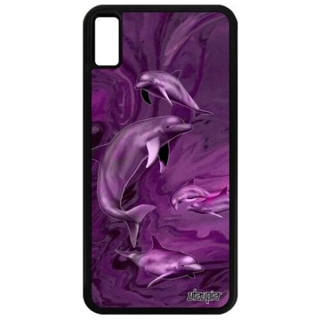 Защитный чехол для мобильного // Apple iPhone XS Max // "Дельфины" Морские Афалина, Utaupia, серый