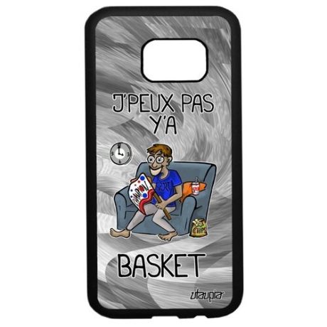 Ударопрочный чехол для мобильного // Galaxy S7 // "Не могу - смотрю баскетбол!" Рисунок Карикатура, Utaupia, голубой