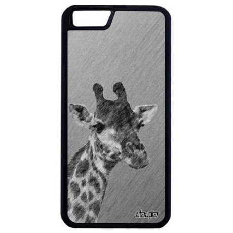 Защитный чехол для телефона // Apple iPhone 6 Plus // "Жираф" Животные Giraffe, Utaupia, розовый