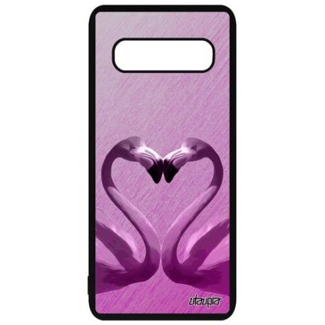 Чехол на мобильный // Samsung Galaxy S10 // "Фламинго" Птицы Сердце, Utaupia, розовый